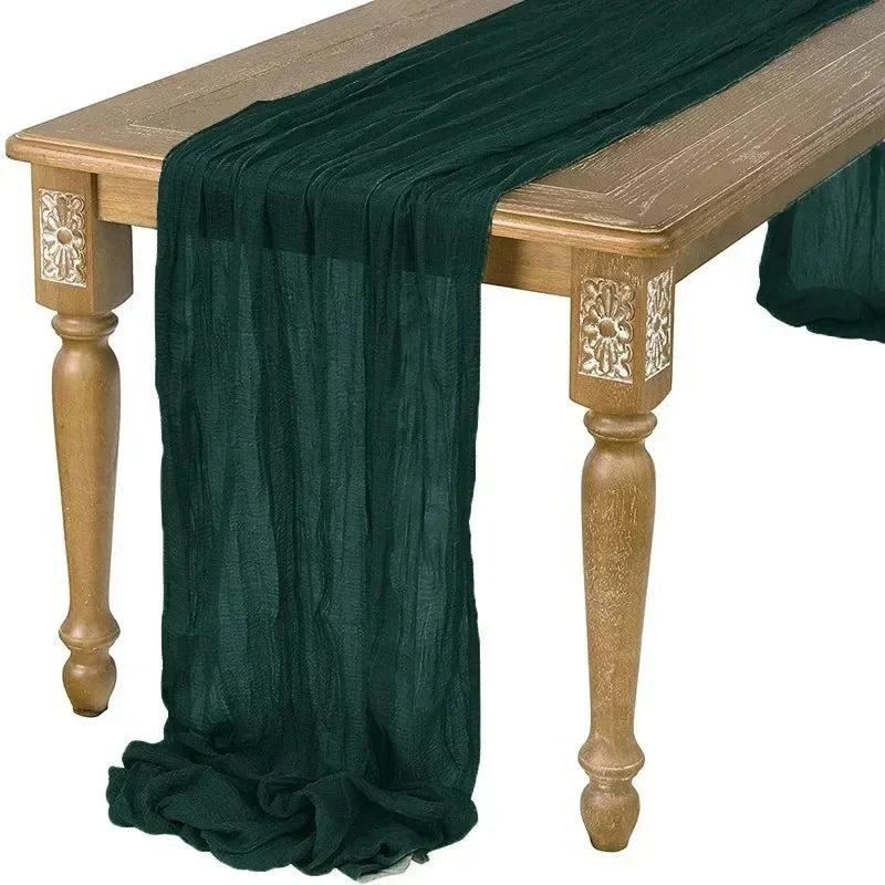Chemins de Table en Gaze de Coton | Ensemble Élégant de 10 Pièces Plissées