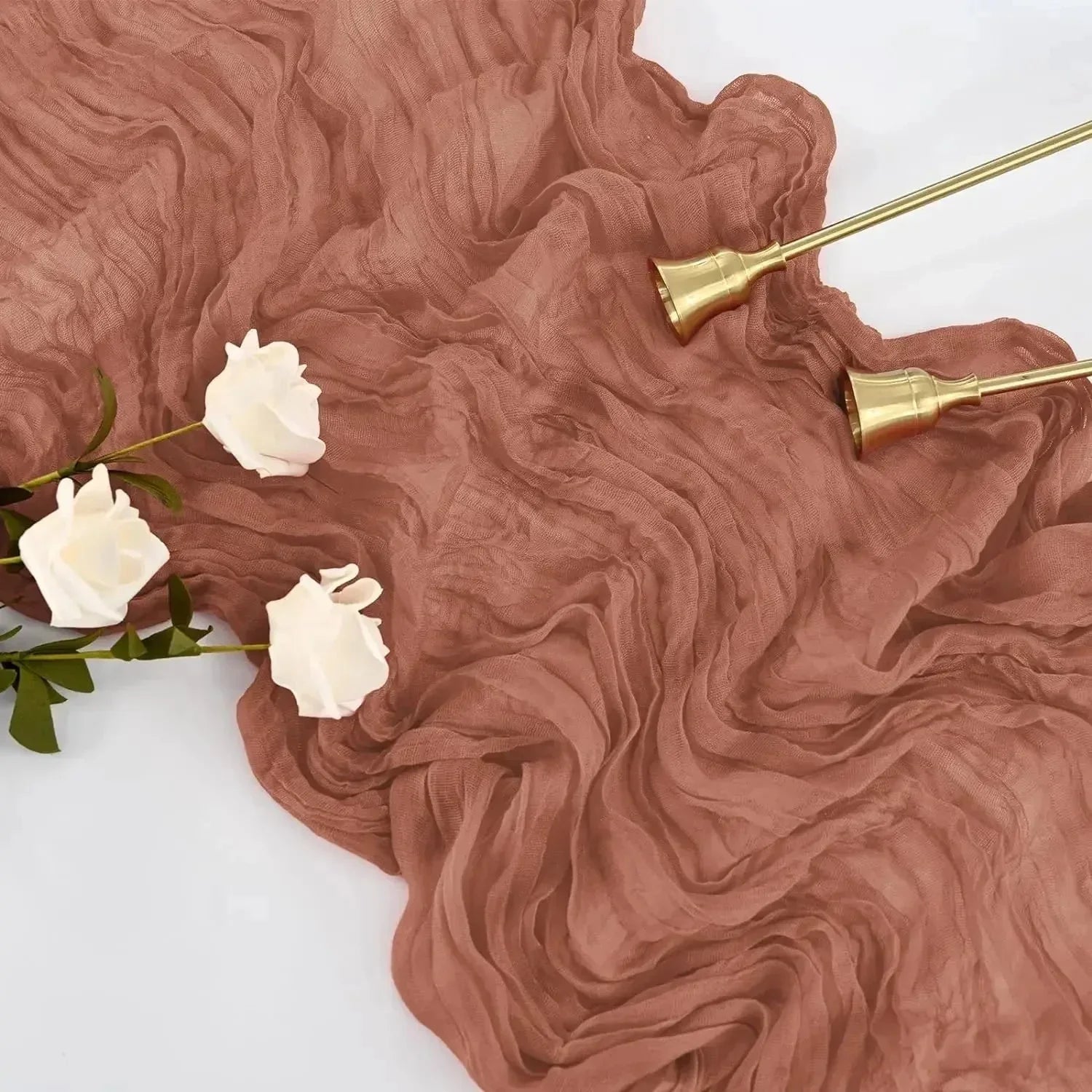 Chemins de Table en Gaze de Coton | Ensemble Élégant de 10 Pièces Plissées
