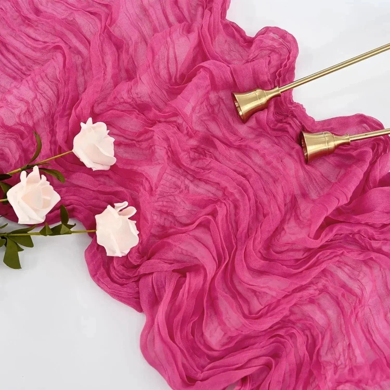 Chemins de Table en Gaze de Coton | Ensemble Élégant de 10 Pièces Plissées