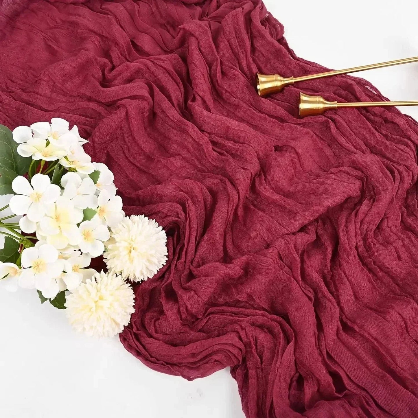 Chemins de Table en Gaze de Coton | Ensemble Élégant de 10 Pièces Plissées