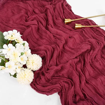 Chemins de Table en Gaze de Coton | Ensemble Élégant de 10 Pièces Plissées