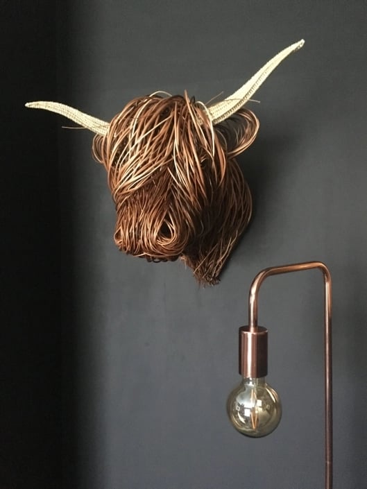 Sculpture Murale de Vache Chic | Élégance Rustique pour Intérieur