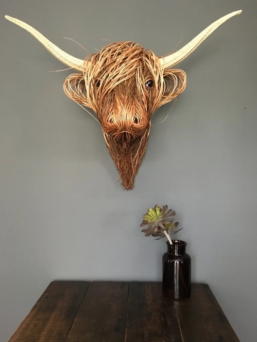 Sculpture Murale de Vache Chic | Élégance Rustique pour Intérieur