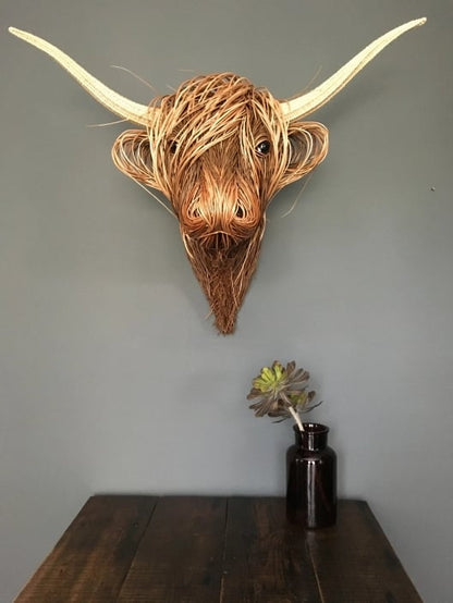 Sculpture Murale de Vache Chic | Élégance Rustique pour Intérieur
