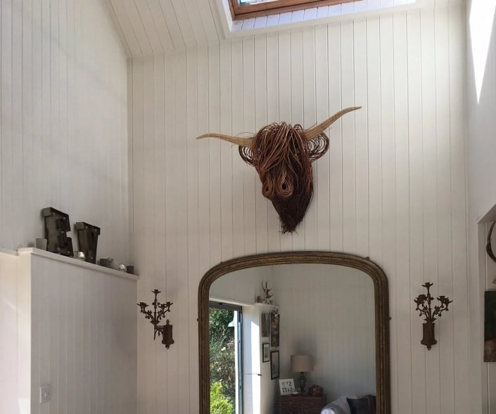 Sculpture Murale de Vache Chic | Élégance Rustique pour Intérieur