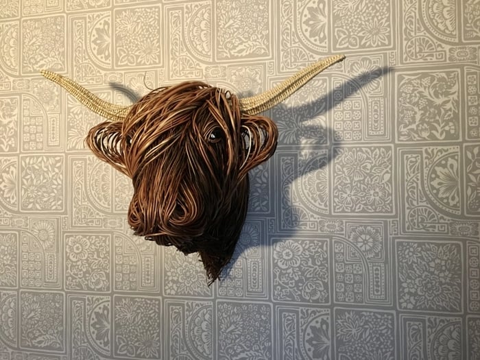 Sculpture Murale de Vache Chic | Élégance Rustique pour Intérieur