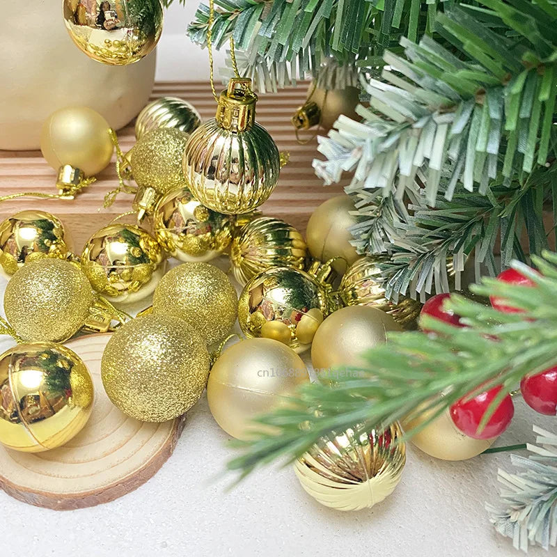 Boules de Noël Élégantes | Ensemble de 24 Ornements en Céramique