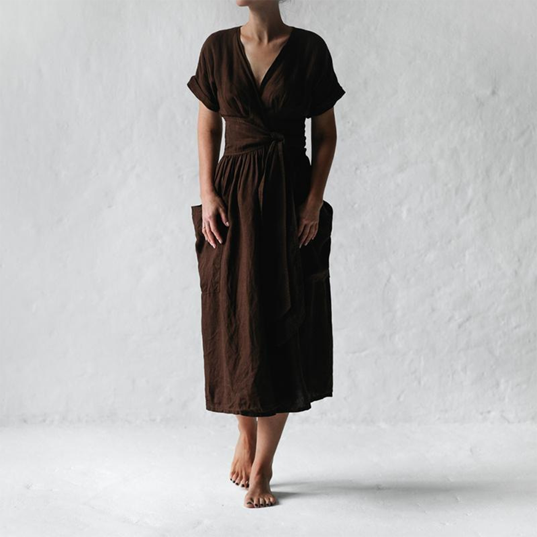 Robe Maxi Décontractée Col V Femme | Élégance et Confort pour l'Été