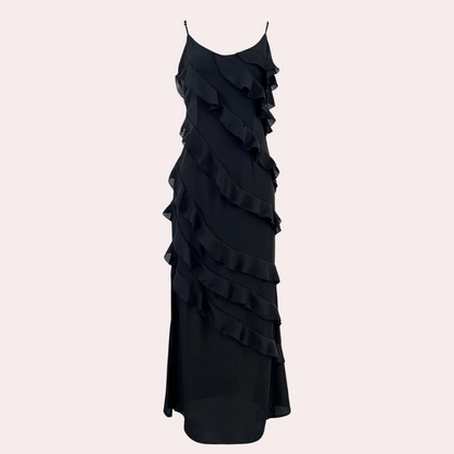Robe Longue Élégante d'Été | Volants et Fente Stylée sur le Côté