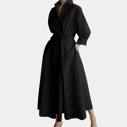 Robe Maxi Élégante pour Femmes | Manches Longues et Décolleté en V