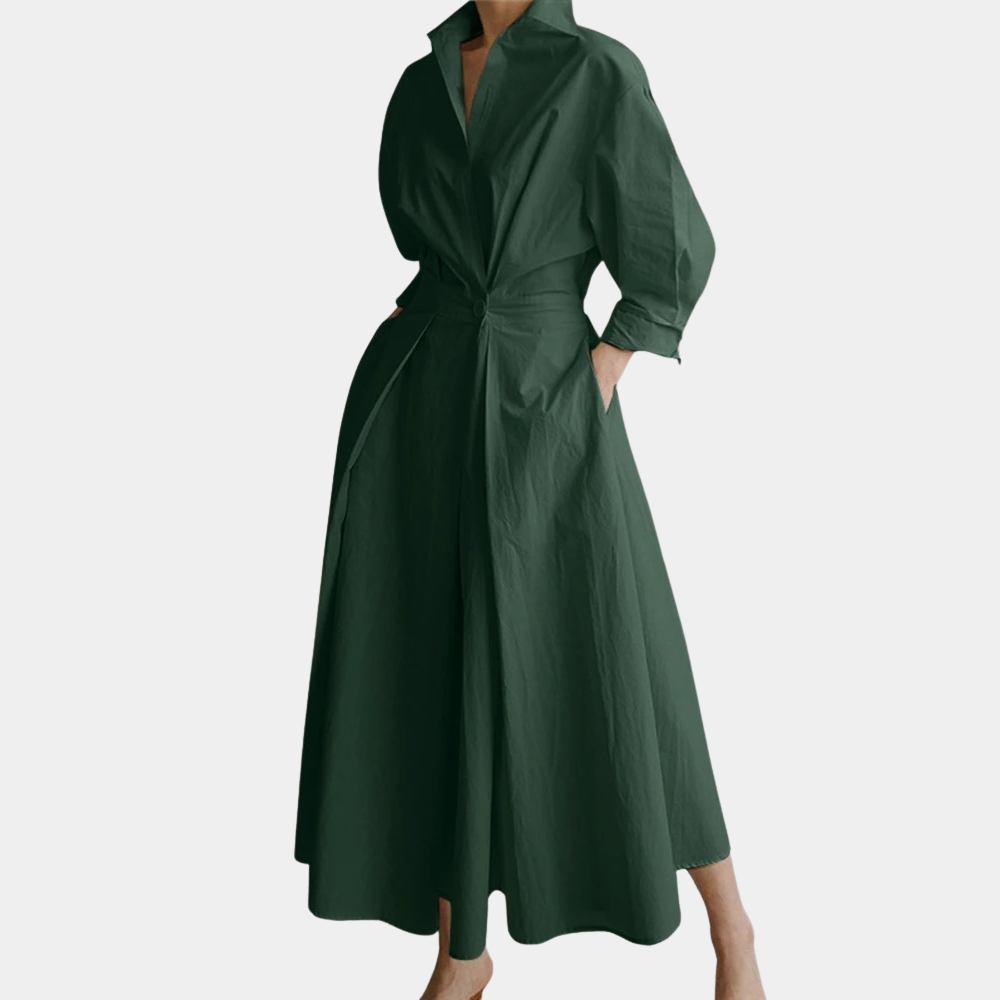 Robe Maxi Élégante pour Femmes | Manches Longues et Décolleté en V