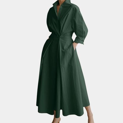 Robe Maxi Élégante pour Femmes | Manches Longues et Décolleté en V