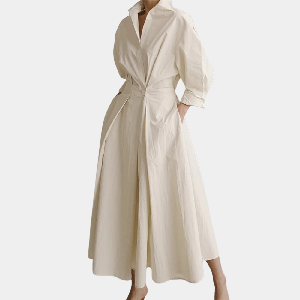 Robe Maxi Élégante pour Femmes | Manches Longues et Décolleté en V