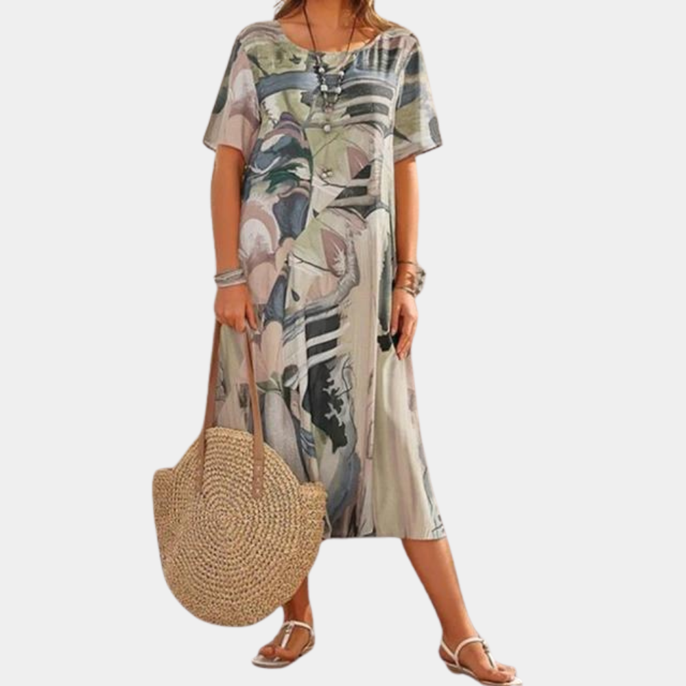Robe d'Été en Coton pour Femmes | Élégance Artistique et Confort Optimal