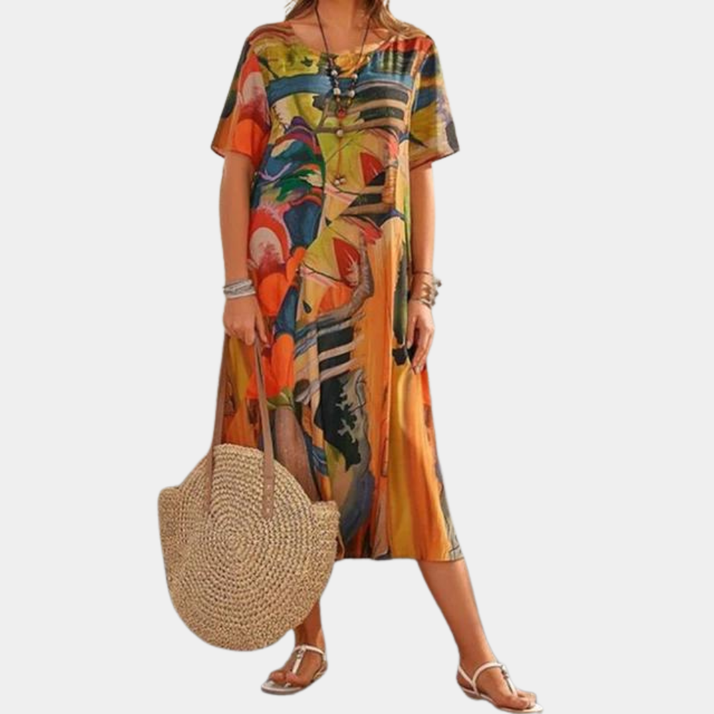 Robe d'Été en Coton pour Femmes | Élégance Artistique et Confort Optimal