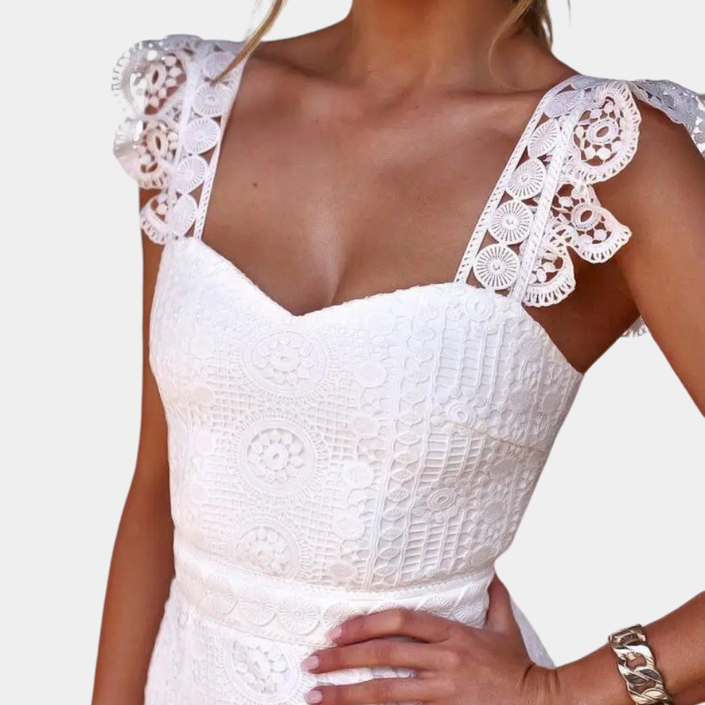 Robe d'Été en Dentelle Blanche | Élégance et Confort pour Toutes Occasions