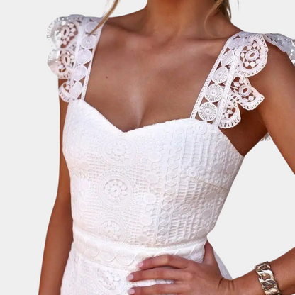 Robe d'Été en Dentelle Blanche | Élégance et Confort pour Toutes Occasions