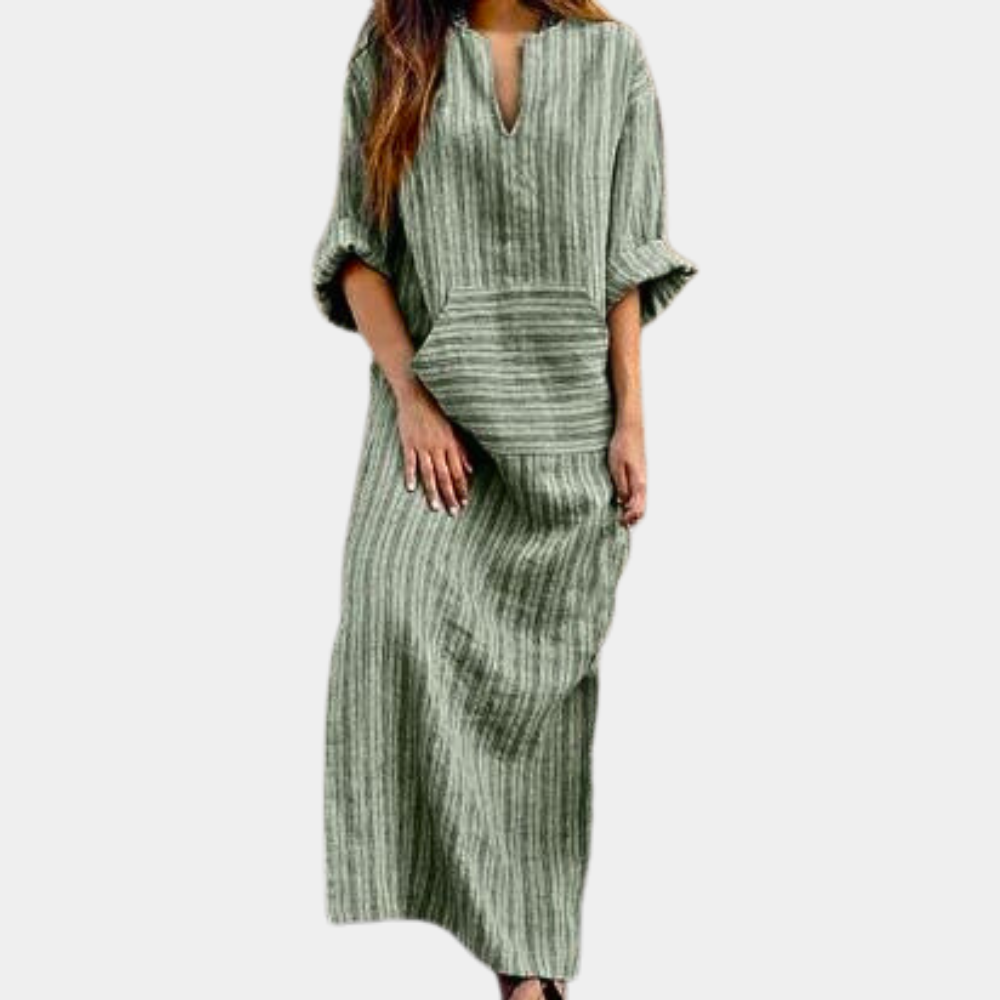 Robe d'Été Rayée Élégante | Confort et Style pour Sorties Estivales