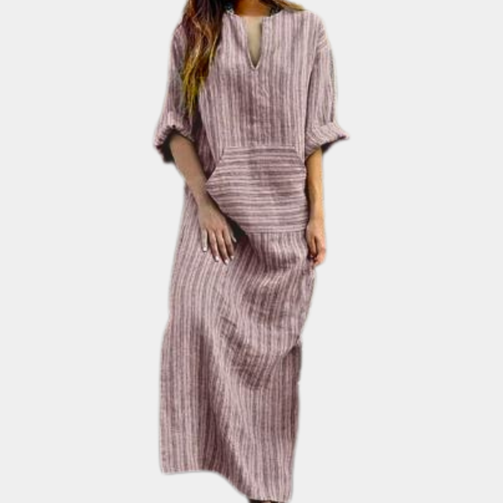 Robe d'Été Rayée Élégante | Confort et Style pour Sorties Estivales