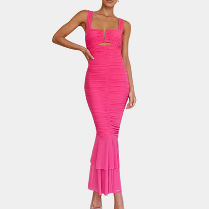 Robe Maxi Élégante pour Femmes | Décolleté Carré et Ourlet en Queue de Poisson