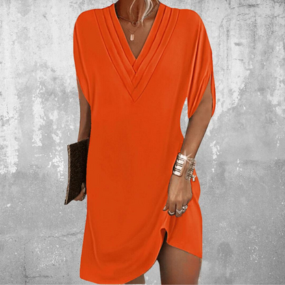 Robe Noire à Col V pour Femmes | Élégante avec Manches Fendues