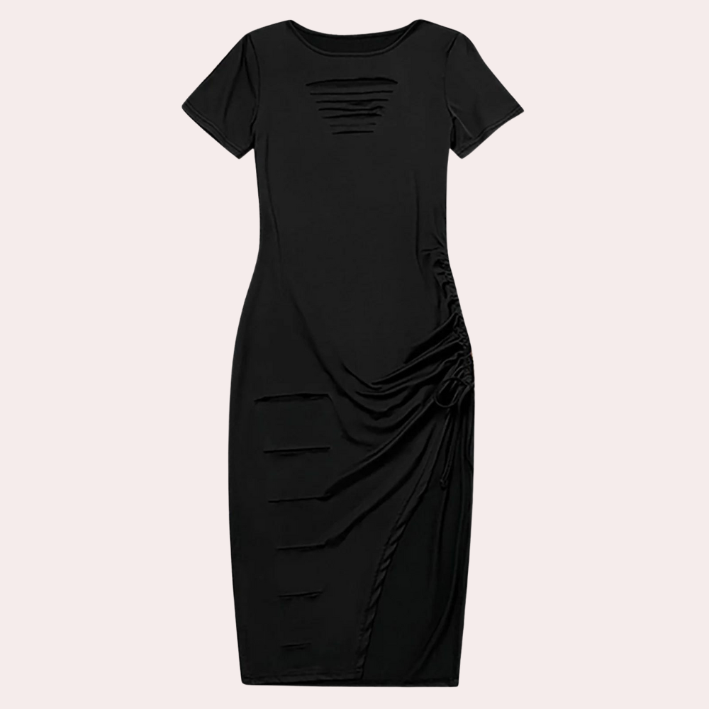 Robe Élégante Noire pour Femmes | Style Intemporel avec Encolure Ronde