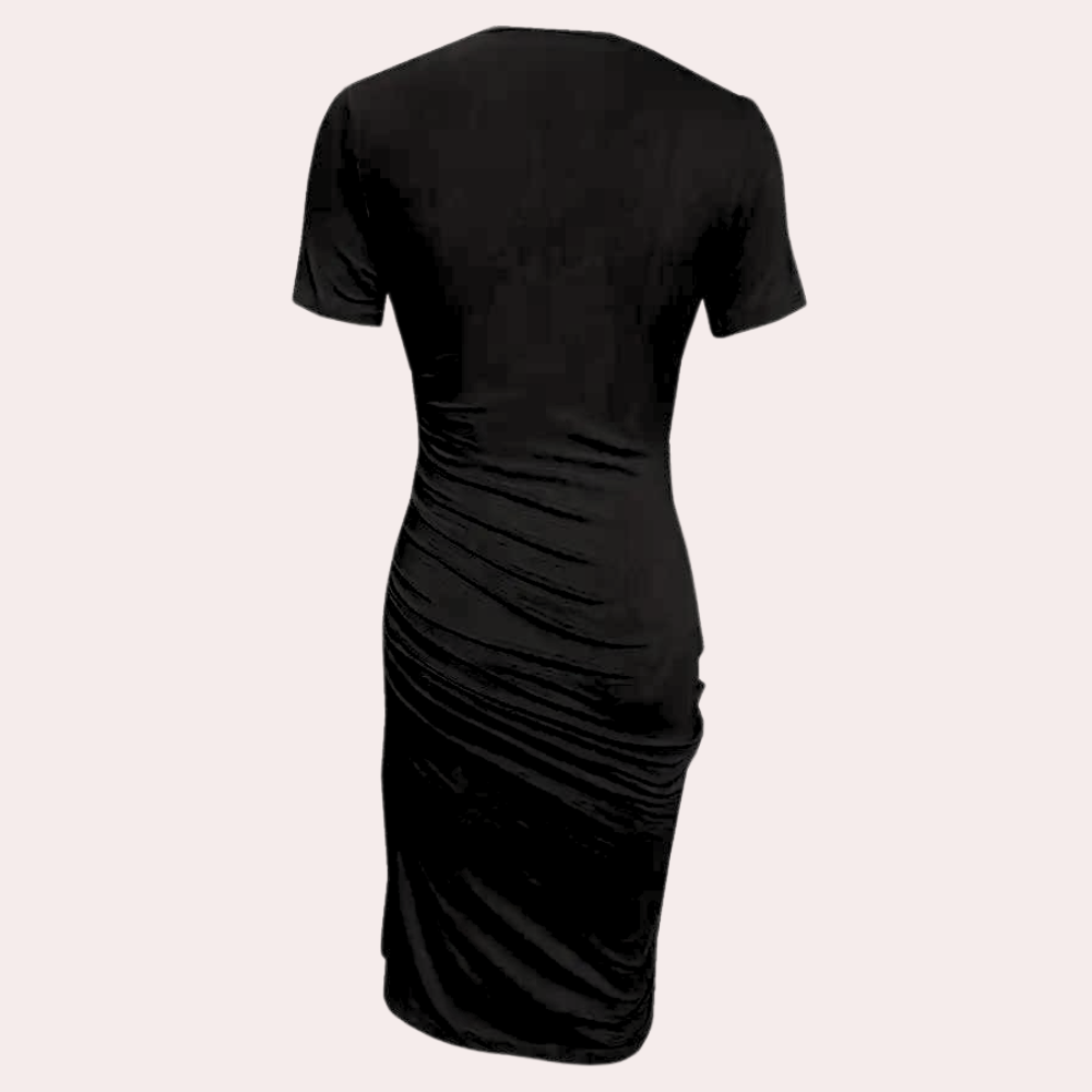 Robe Élégante Noire pour Femmes | Style Intemporel avec Encolure Ronde
