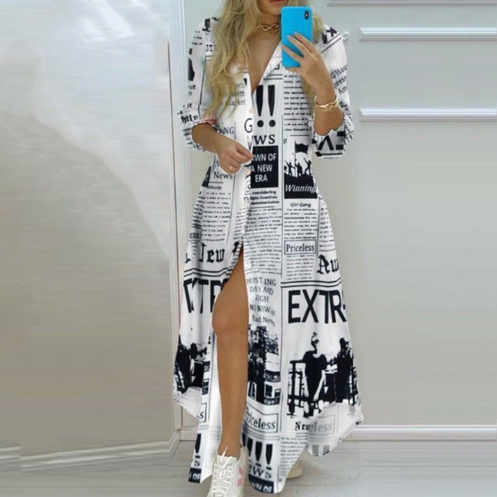 Robe Imprimée Artistique de Luxe | Style Unique et Tendance