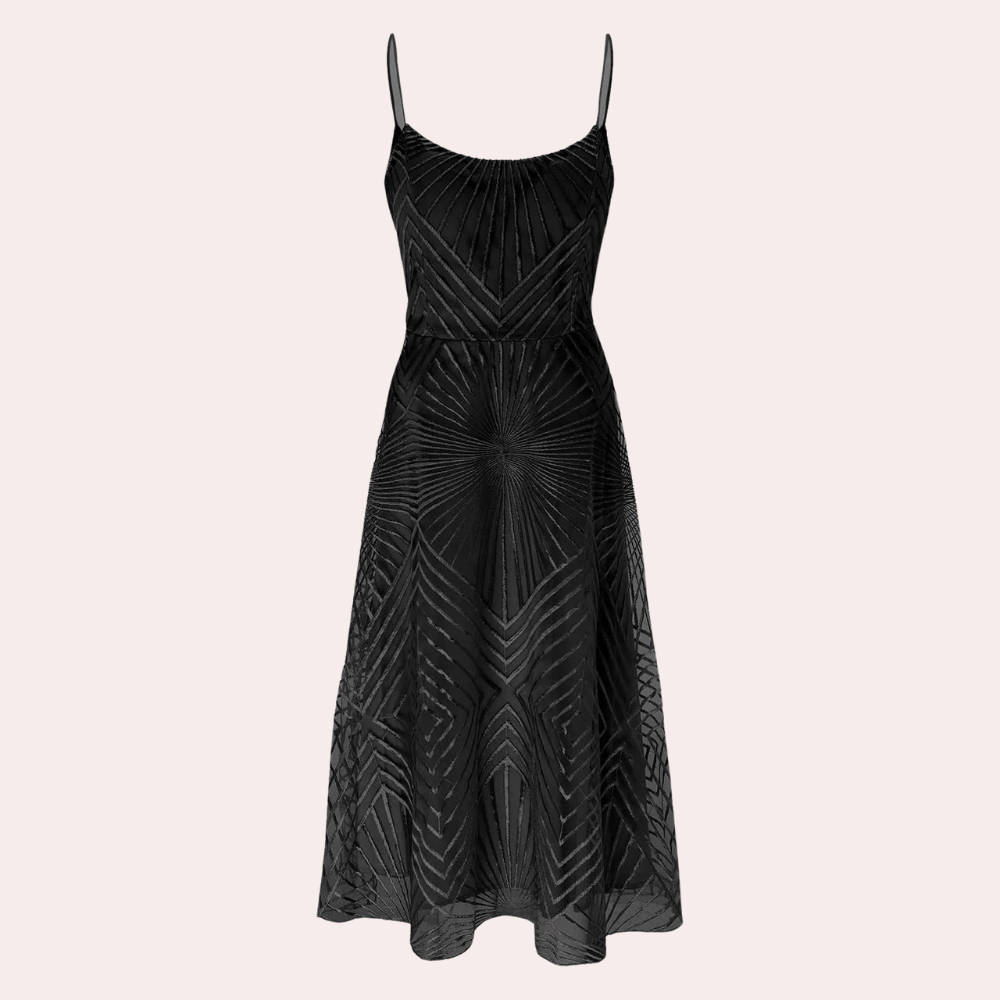 Robe de Soirée à Dos Ouvert | Motif Géométrique Élégant pour Invités