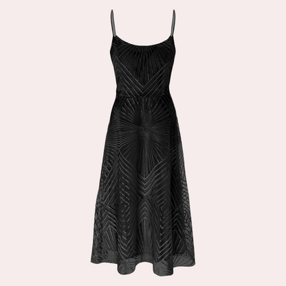 Robe de Soirée à Dos Ouvert | Motif Géométrique Élégant pour Invités