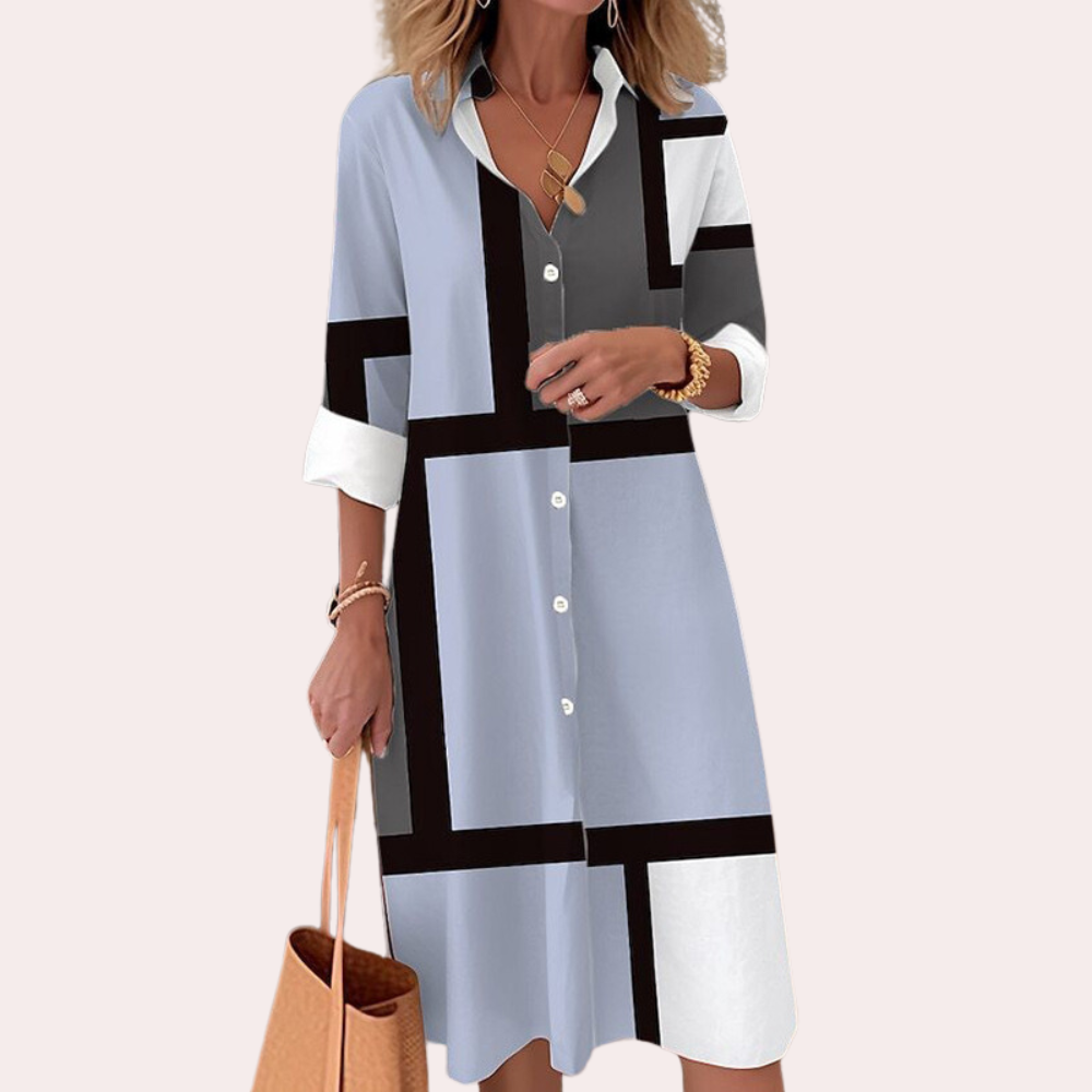 Robe Midi Élégante pour Femmes | Manches Longues et Fermeture à Boutons