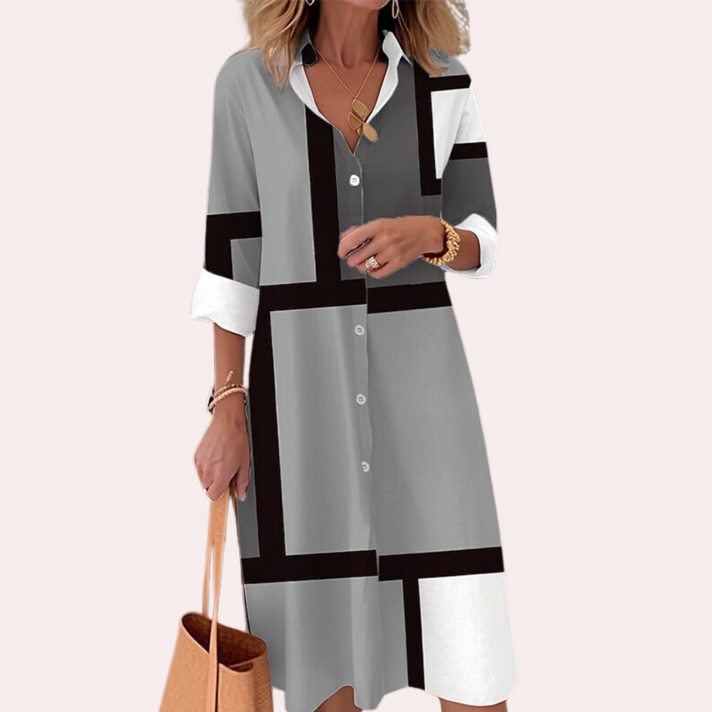 Robe Midi Élégante pour Femmes | Manches Longues et Fermeture à Boutons