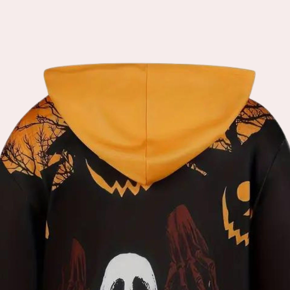 Robe Sweat à Capuche Halloween | Imprimé Fantômes et Citrouilles Festif