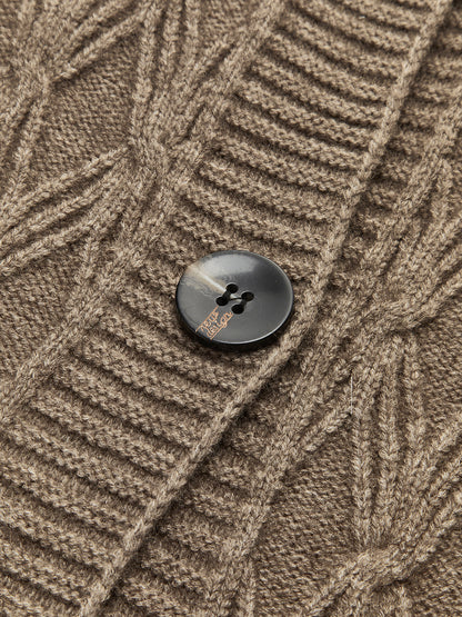 Cardigan Long en Tricot | Élégant Motif Diamant et Confort