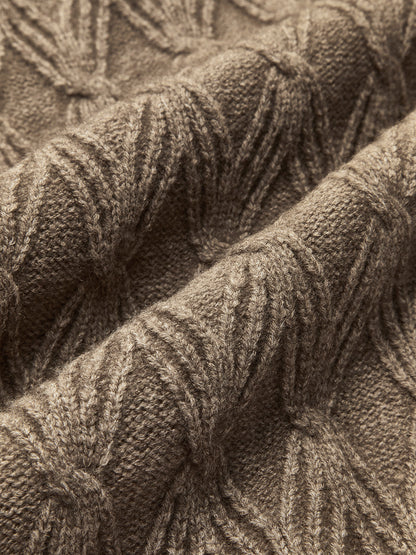Cardigan Long en Tricot | Élégant Motif Diamant et Confort