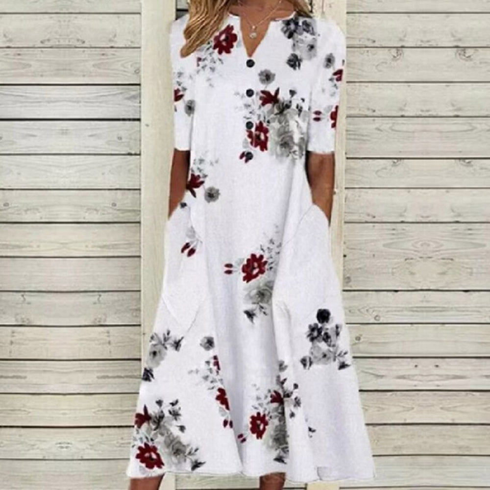 Robe d'été à Motif Floral | Style Élégant et Confortable