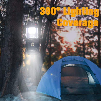 Lampe de Camping Solaire Rechargeable | Éclairage 360° et Portable