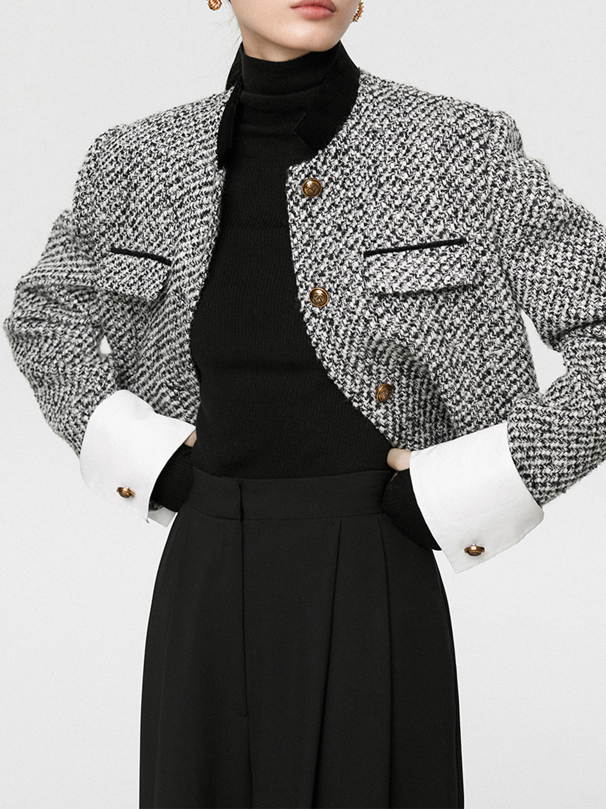 Blazer en Tweed pour Femme | Ajustement Régulier et Manches Longues