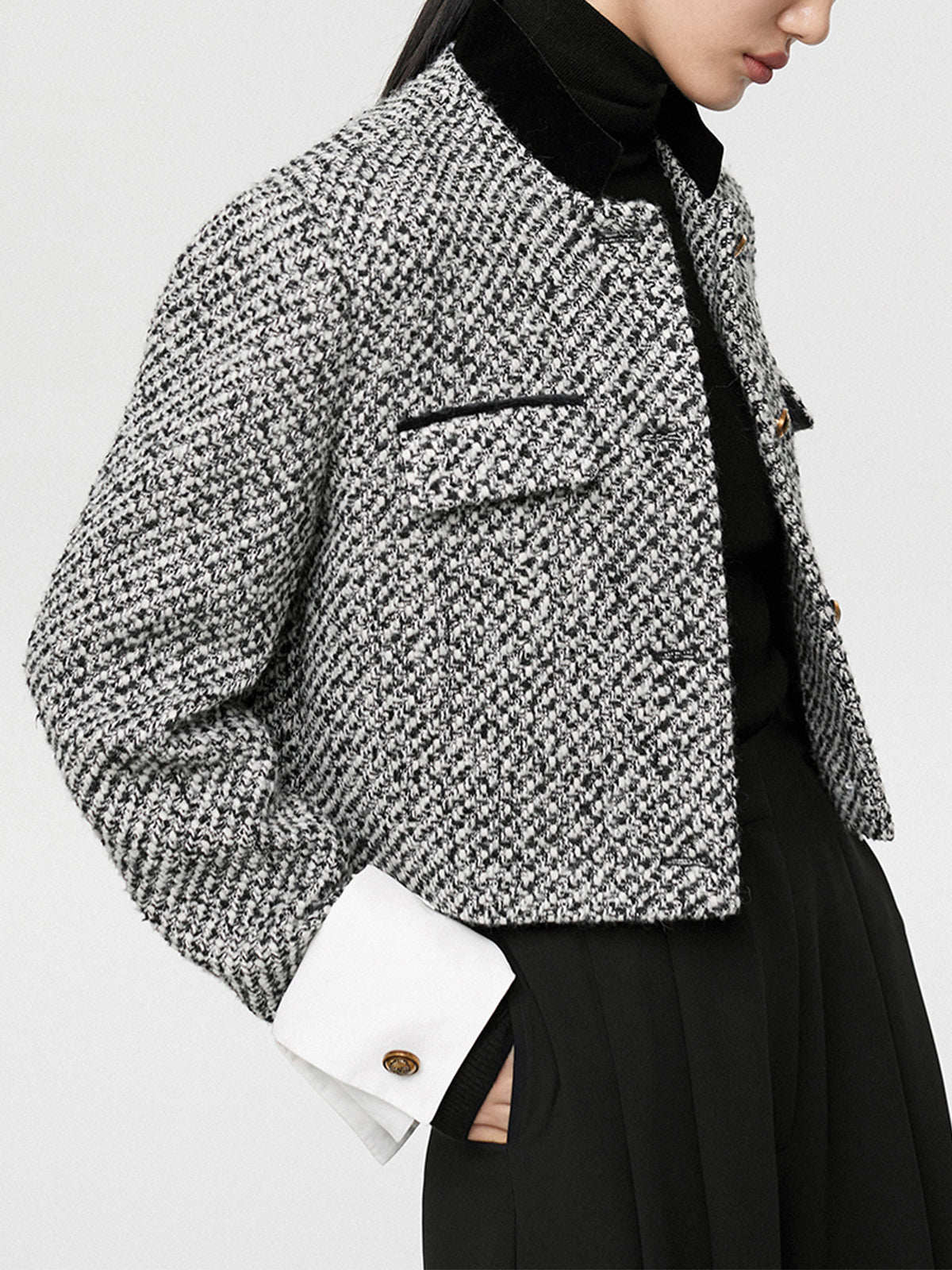 Blazer en Tweed pour Femme | Ajustement Régulier et Manches Longues