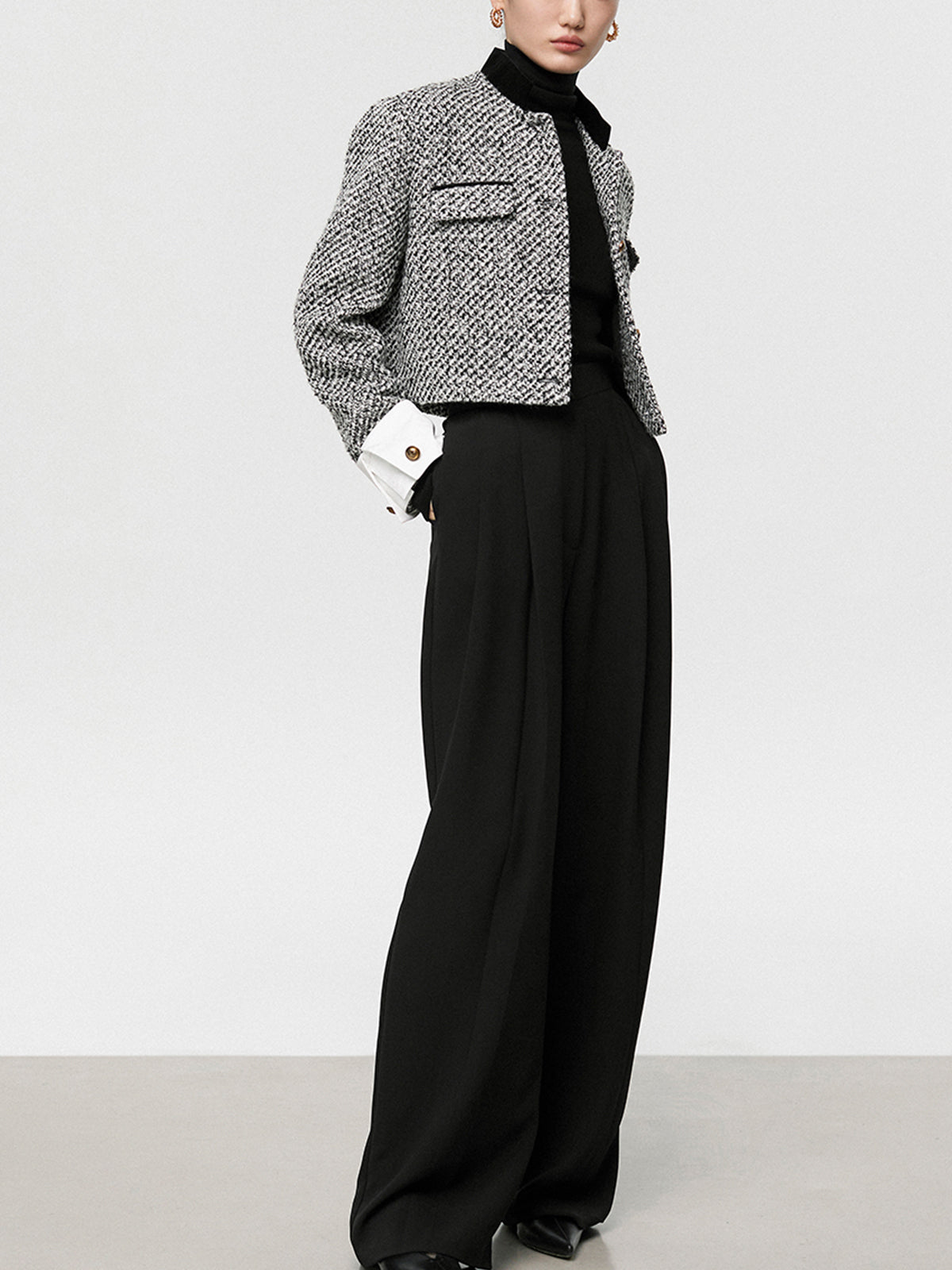 Blazer en Tweed pour Femme | Ajustement Régulier et Manches Longues