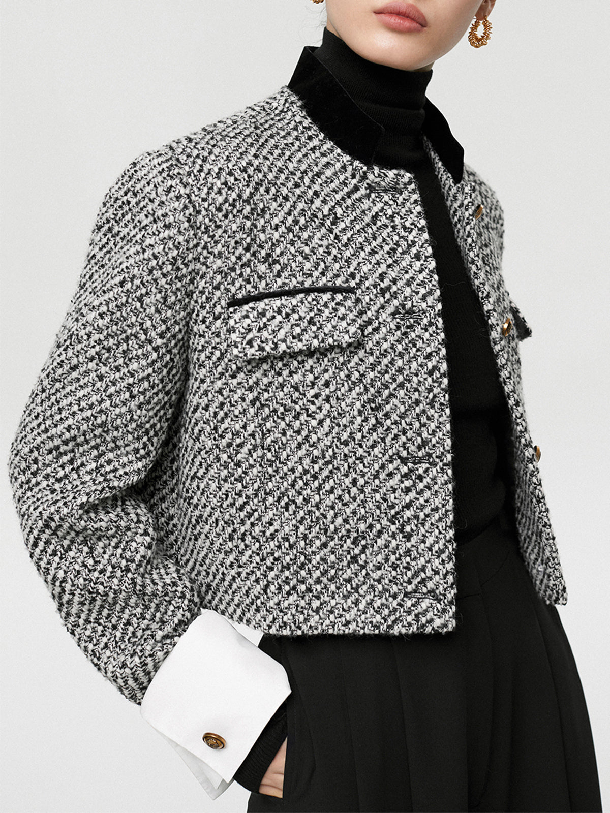 Blazer en Tweed pour Femme | Ajustement Régulier et Manches Longues