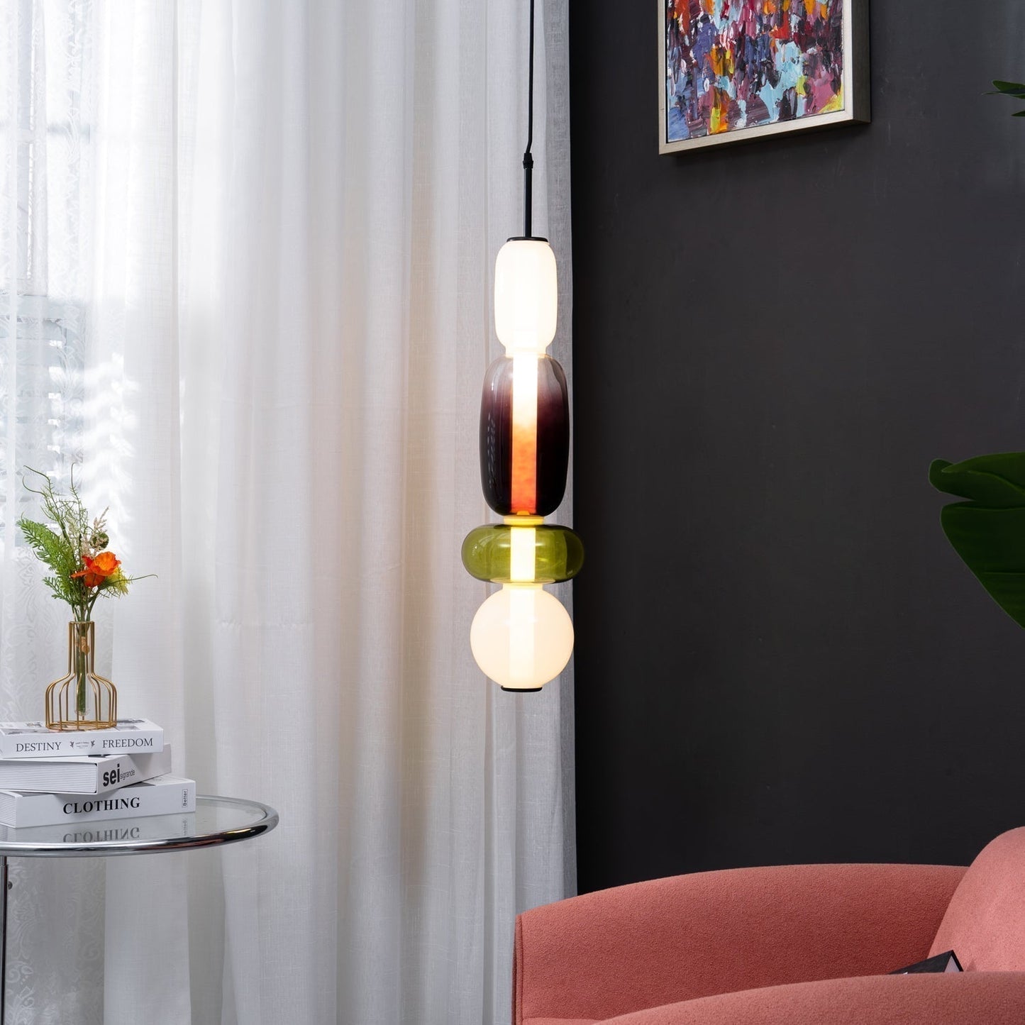 Pendentif en Verre Élégant | Brillance Transparente et Design Moderne