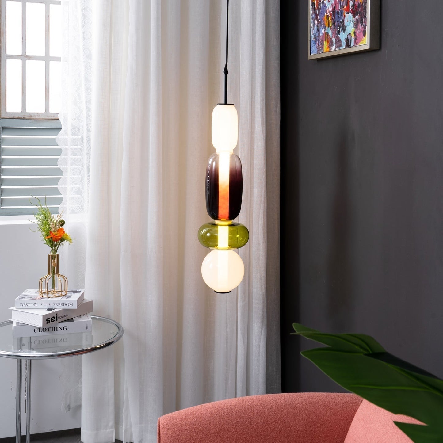 Pendentif en Verre Élégant | Brillance Transparente et Design Moderne