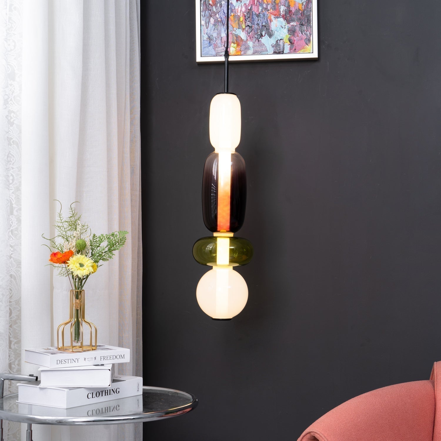 Pendentif en Verre Élégant | Brillance Transparente et Design Moderne