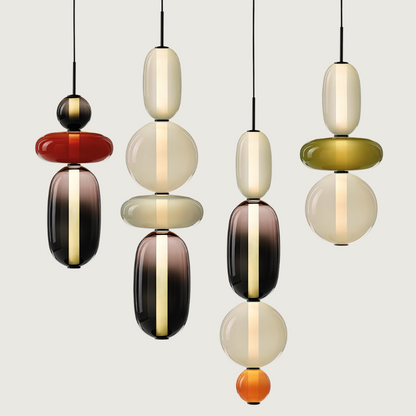 Suspension LED en Verre Coloré | Design Artistique et Hauteur Réglable