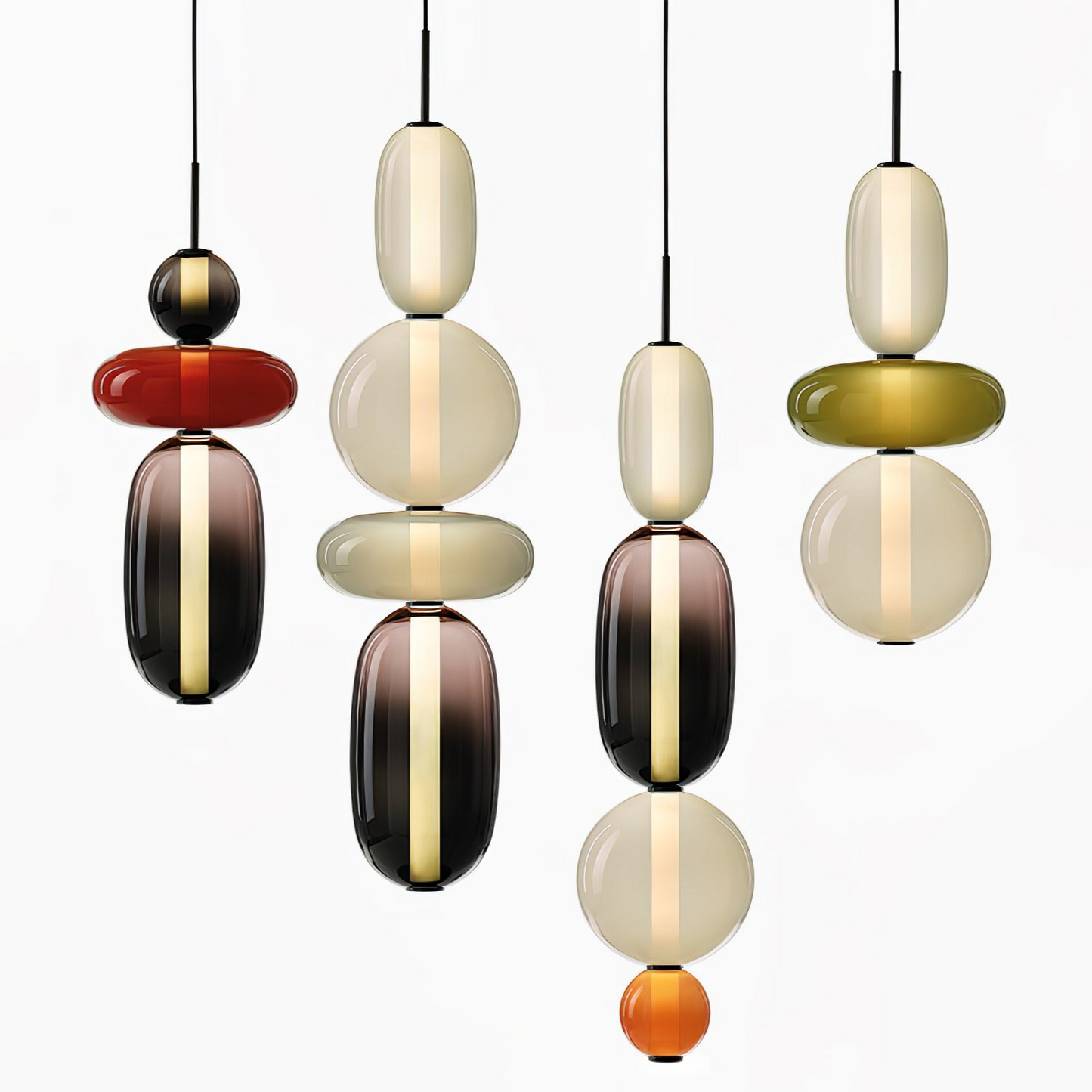 Suspension LED en Verre Coloré | Design Artistique et Hauteur Réglable