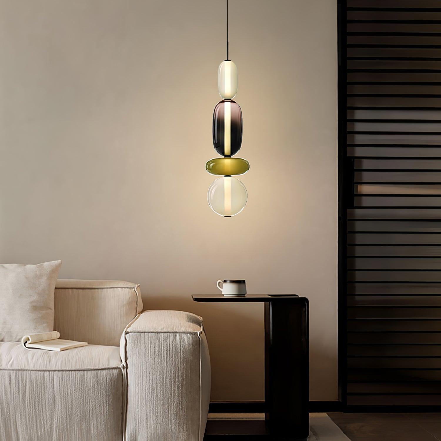 Suspension LED en Verre Coloré | Design Artistique et Hauteur Réglable