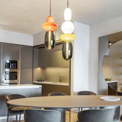 Suspension LED en Verre Coloré | Design Artistique et Hauteur Réglable