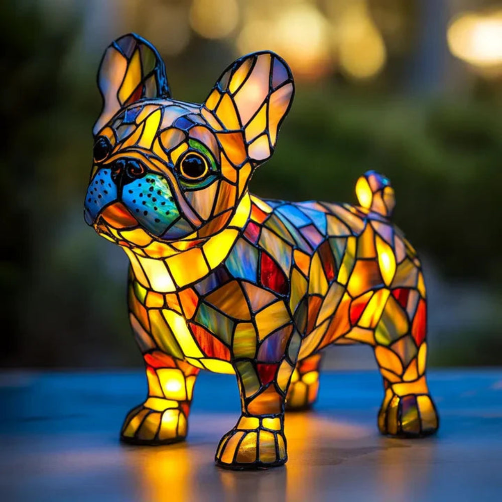 Lampe de Table pour Amateurs de Chiens | Éclairage Ambiant en Verre Tiffany