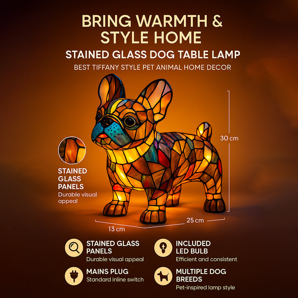 Lampe de Chien en Verre Tiffany | Éclairage Ambiant et Design Unique